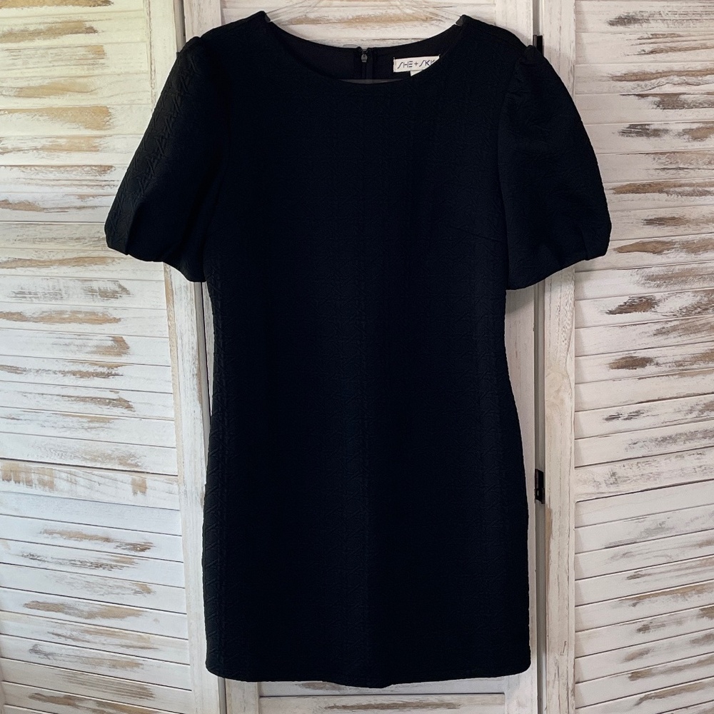 NWOT She+sky black puff sleeve dress